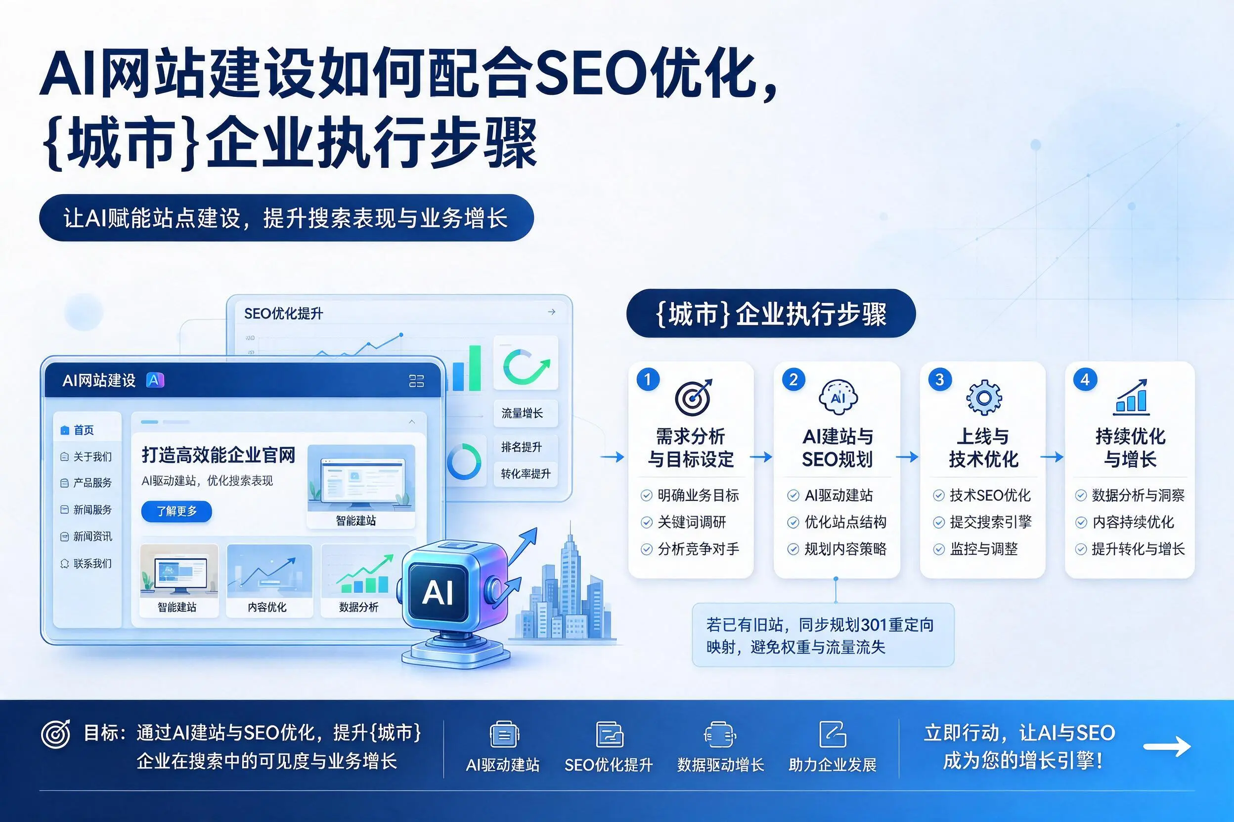 AI网站建设如何配合SEO优化,上饶企业执行步骤